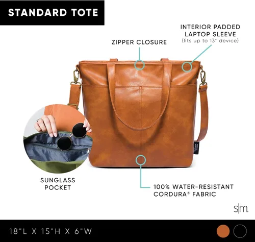Vista 3 de Simple Modern Bolso de mano de piel vegana para mujer Bolso grande de trabajo para portátil con cremallera superior para viajes, escuela, profesora