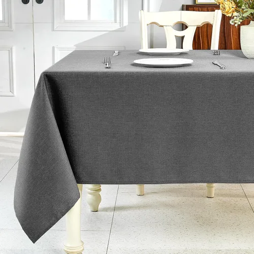 Vista 18 de IVAPUPU Mantel de Lino Texturizado para Mesa Rectangular - Mantel de Tela Impermeable Rectangular Sin Arrugas Limpiable Cubierta de Comedor