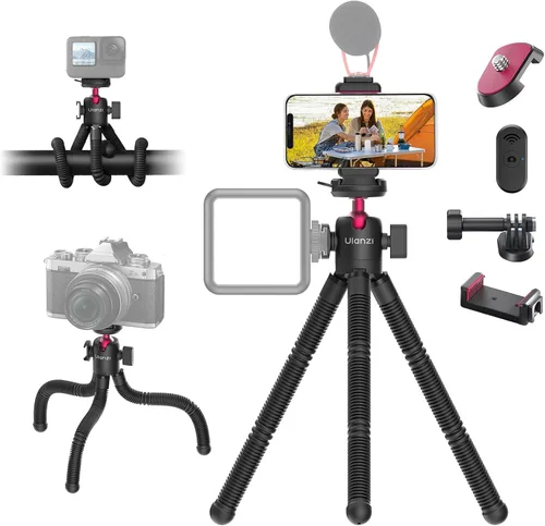 Vista 9 de ULANZI MT-91 - Trípode flexible de pulpo para teléfono, GoPro y cámara, mini trípode 3 en 1 con control remoto Bluetooth, liberación rápida CKA