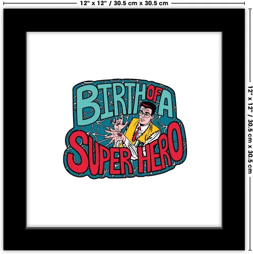 Vista 6 de Trends International Gallery Pops Marvel Spider-Man - Arte de pared retro Spotlight Nacimiento de un superhéroe, versión enmarcada negra, 12 x 12