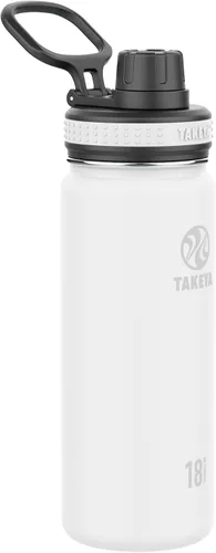 Vista 20 de Takeya Originals - Botella de agua de acero inoxidable con aislamiento al vacío de 18 onzas con tapa de boquilla, negra