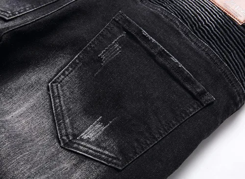 Vista 6 de Liuhond Skinny Slim Fashion - Jeans elásticos de motociclista de Hip Hop con agujeros rectos rasgados