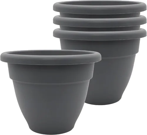 Vista 25 de The HC Companies, Caribbean - Maceta de plástico y ligera de 6 pulgadas para interiores y exteriores, maceta para hierbas y flores, color negro