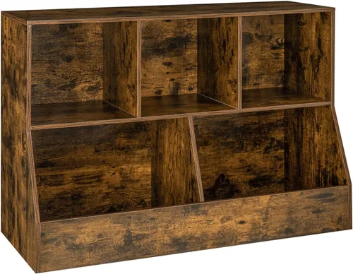 Vista 31 de DINZI LVJ Organizador de almacenamiento para juguetes, estantería para niños, gabinete de almacenamiento de juguetes de madera, estantería