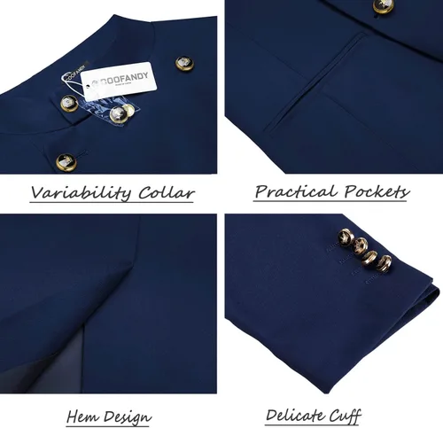 Vista 5 de Coofandy bléiser informal de corte entallado con botonadura doble para hombre