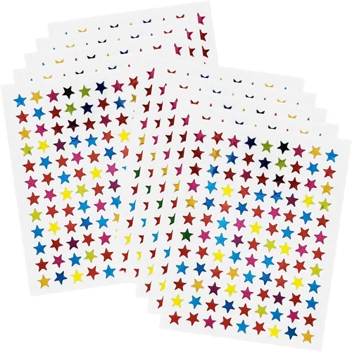 Vista 10 de Calcomanías de estrella dorada de 0.3 pulgadas de diámetro - 1080 piezas, 10 hojas - Calcomanías de recompensa para niños, ideales para tablas