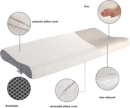 Vista 3 de SUQ I OME Slim Sleeper-Thin Memory Foam Pillow, de perfil delgado y bajo, para dormir boca abajo, 23.6 x 13.7 x 2.4/1.9 pulgadas, firme