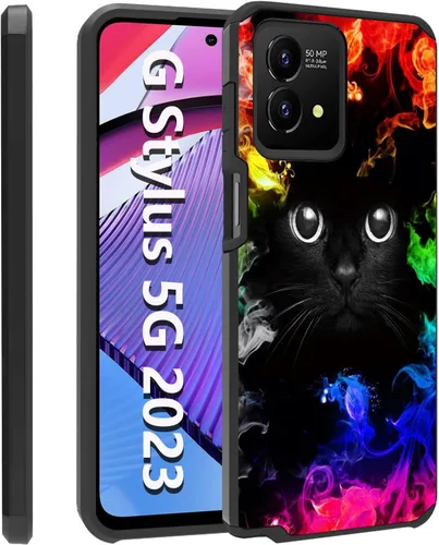 Vista 19 de Funda para Moto G Stylus 5G 2023, resistente 2 en 1 de doble capa híbrida de policarbonato duro y silicona suave a prueba de golpes, funda