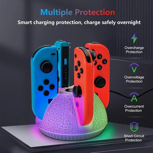 Vista 2 de Controller Charger for Nintendo Switch 1 Joy Con, Charging Dock for 4 Joycon Controllers, Charging Station Compatible with Switch OLED Accessories