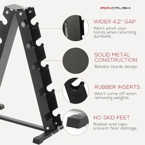 Vista 4 de Iron Crush Soporte para mancuernas con marco A, capacidad de peso resistente de 500 libras para el hogar o el gimnasio