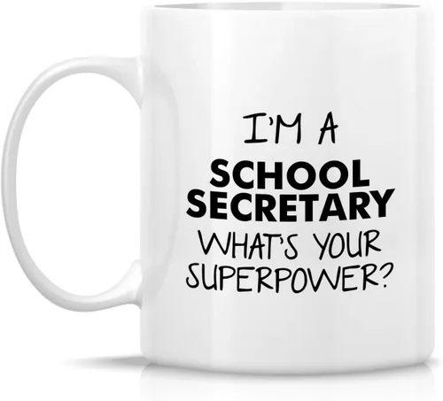 Vista 2 de Retreez Taza divertida – I'm a School Secretary What's Your Superpower? Tazas de café de cerámica de 11 onzas – Divertido, sarcasmo, motivacional