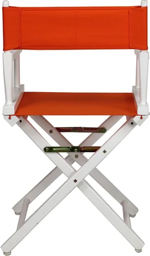 Vista 3 de Casual Home - Silla de director de 18.0 in, marco blanco con lienzo color mandarina
