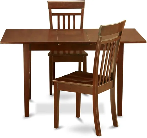 Vista 14 de East West Furniture NOCA7-MAH-LC - Juego de mesa de comedor moderno de 7 piezas que consta de una mesa rectangular de madera con hoja de mariposa