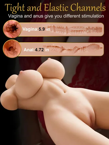 Vista 2 de Muñeca sexual realista de torso para hombres - Auslove 3 en 1 muñecas sexuales femeninas con pechos grandes, vagina, anal, masturbador masculino