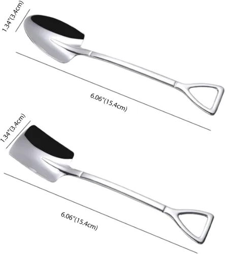 Vista 2 de NMQLX Juego de cucharas de postre, cucharas de acero inoxidable con forma de pala de 6 pulgadas, cuchara de fruta para helado para el hogar, cocina