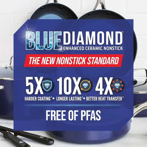Vista 9 de Blue Diamond - Sartén antiadherente de 8 pulgadas, sin PFAS, sartén de cerámica para huevos y tortilla, con infusión de diamante, apta
