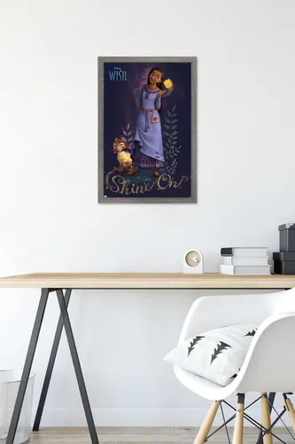 Vista 6 de Trends International Disney Wish - Póster de pared Asha, 22.4 pulgadas de largo x 14.7 pulgadas, versión enmarcada en madera de granero