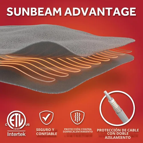 Vista 7 de [Usado] Sunbeam Electric Royal Luxe - Manta térmica de microfelpa de sherpa inversa, 12 ajustes de calor, apagado automático seleccionable de 12