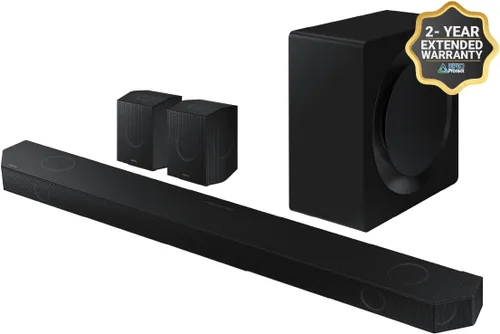 Vista 2 de Samsung Barra de sonido Q990D de 11.1.4 canales con audio Dolby Atmos inalámbrico, altavoz trasero incluido HW-Q990D/ZA (modelo 2024) + más 2 años