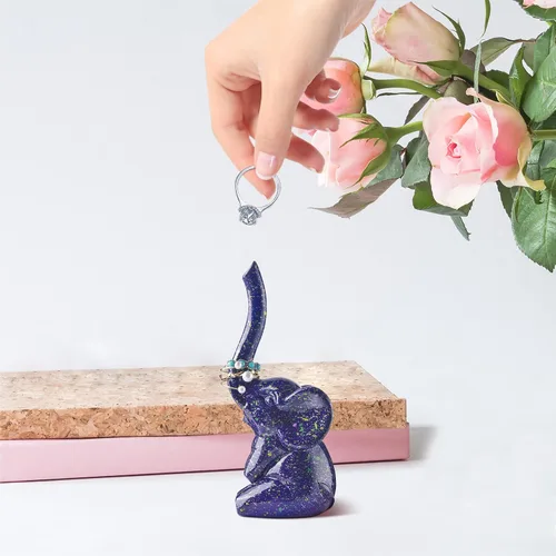 Vista 6 de PUDDING CABIN Soporte para anillos de elefante morado, lindo organizador de anillos, regalo único de elefante para mujeres, mamá, día de la madre