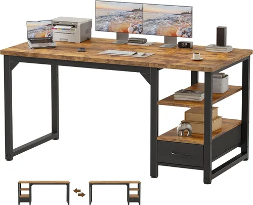 Vista 111 de Mericonia Escritorio para computadora, escritorio de juegos para espacios pequeños, mesa de estilo moderno y simple para oficina en casa, mesa