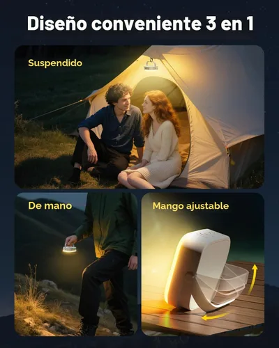 Vista 6 de Eventek Paquete de 2 Luces de Campamento de 20000mAh, Linterna de Campamento Recargable Total Hasta 288H y 4 Modos de Luz, Luces Portátiles