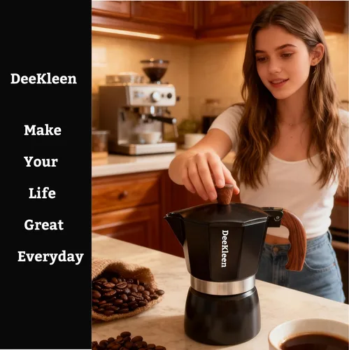 Vista 8 de Olla moka premium, cafetera espresso para estufa, cafetera percoladora, cafetera italiana, café cubano, cafetera greca (negro, 3 tazas 5.1 fl oz)