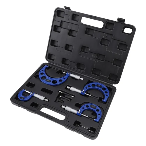 Vista 2 de Keenso 4PCS Outside Micrometer Set, 0-1 Inch 1-2 Inch 2-3 3-4 Machinist Measuring Tool with High Accuracy 0.0001in Graduation, for Quality Control