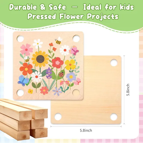Vista 6 de Aboofx Creativity - Kit de arte de flores prensadas para niños, kit de prensa de flores pequeñas para manualidades de flores prensadas y prensado