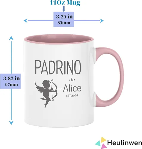 Vista 3 de Padrinos De Bautizo Propuesta Set 2 Tazas Café 11 oz, Quieres Ser Mi Madrina est 2024, Regalo de propuesta de padrinos, para Niño, Niña, Padrinos