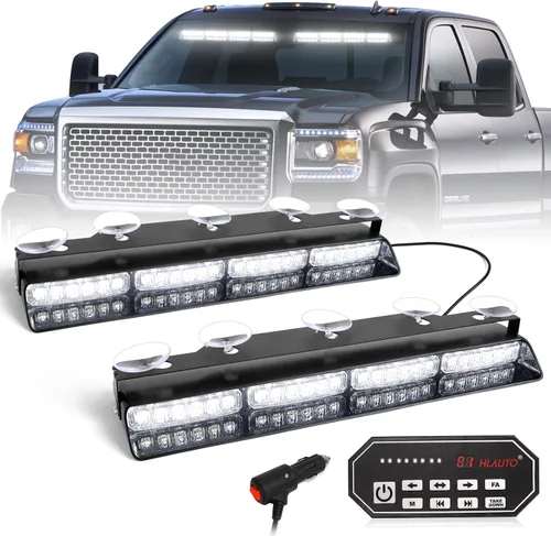 Vista 17 de HLauto Luces Estroboscópicas de Emergencia para Tablero 604N: 2x16.8 pulgadas Luz de Seguridad Ámbar Blanca con Take Down, Barra de Luz