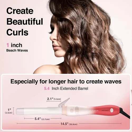 Vista 8 de Rizador giratorio de barril extralargo con abrazadera corta, rizador automático de 1 pulgada que crea rizos sueltos, para cabello medio y largo