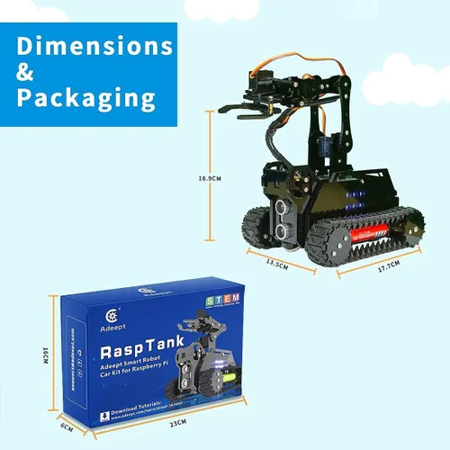 Vista 7 de Kit de modelo de robot DIY para Raspberry Pi 4/3 Modelo B+/B WiFi Wireless Smart Robot Car Kit con brazo robótico 4-DOF/seguimiento
