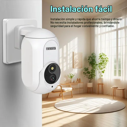 Vista 4 de EVERSECU Cámara de seguridad PTZ inalámbrica 2K Plug&Play, enchufe de toma de corriente incorporado, detección de movimiento, seguimiento automático
