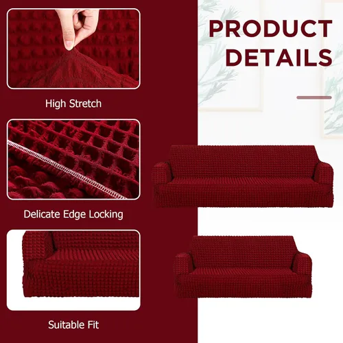 Vista 3 de Fanfanwin Juego de 2 Fundas para Silla y Sofá, Fundas para Sofá de 2 Plazas, Funda para Muebles, Funda Elástica para Sillón de Navidad, Lavable