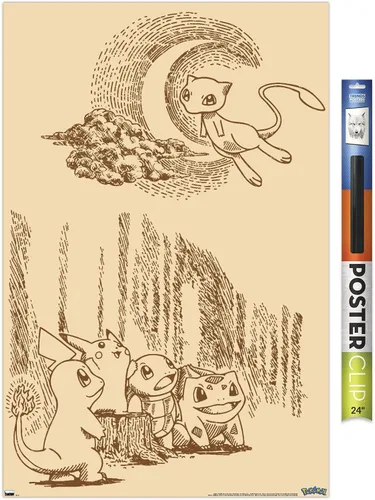 Vista 19 de Trends International Pokémon - Póster de pared de escena sepia, 22.4 pulgadas de largo x 14.7 pulgadas, versión enmarcada de madera de granero