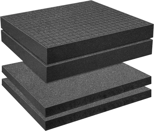 Vista 9 de DECOHS 4 piezas de inserto de espuma Pick and Pluck - Lámina de espuma en forma de cubo pre-perforada de 12 x 12 x 2 pulgadas con fondo para cajas