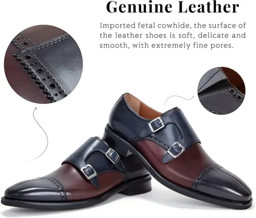 Vista 2 de Zapatos de vestir para hombre formales Oxford esmoquin zapatos de vestir de cuero genuino modernos formales negocios Derby