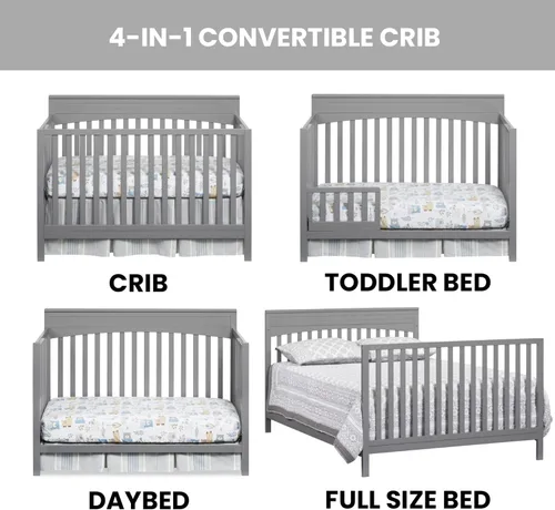Vista 5 de Oxford Baby Harper - Cuna convertible 4 en 1, gris paloma, certificado GreenGuard Gold Gris (Dove Gray)
