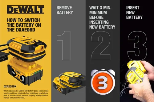 Vista 2 de DeWalt DXAEOBDK Kit de mantenimiento de batería de 1 amperio, 3 piezas con batería XR de 20 V y cargador de batería DCB115