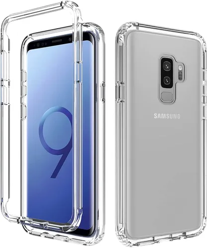 Vista 6 de Funda de teléfono para Galaxy S9+, S9 Plus G965U con protector de pantalla de vidrio templado, carcasa protectora de cuerpo completo transparente