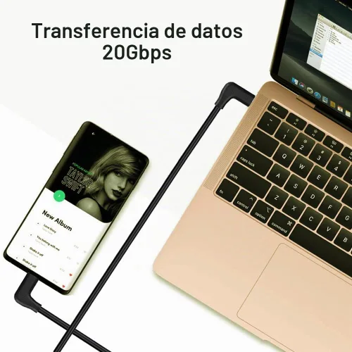 Vista 5 de QCEs Cable USB C a USB C de ángulo recto de 3.3 pies, cable USB-C 3.2 Gen 2 de transferencia de datos de 20 Gbps, salida de video 4K, carga rápida