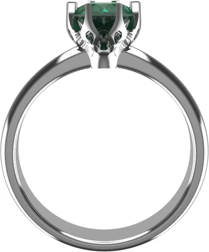 Vista 2 de Anillo solitario redondo de esmeralda natural en oro de 14 quilates, anillo de boda, anillo de aniversario