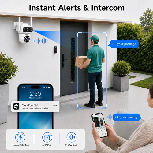 Vista 12 de CAMCAMP Triple-Lens Wireless Security Camera System Outdoor with 12 Views