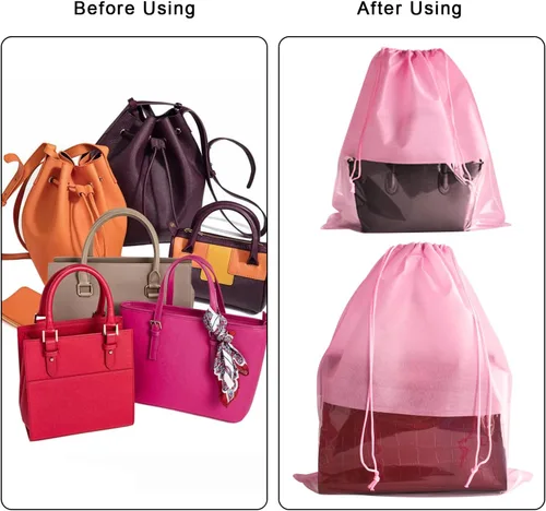 Vista 5 de 8 bolsas contra el polvo para bolsos, bolsas de viaje para zapatos, bolsas organizadoras, bolsas de almacenamiento con cuerda transparente, a prueba