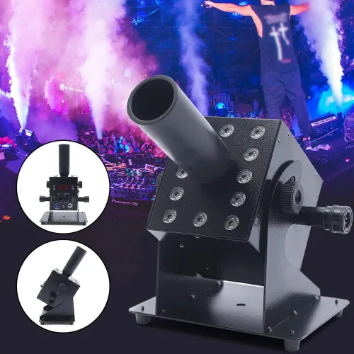 Vista 4 de TFCFL Máquina de niebla a chorro de CO2 de 250 W con manguera de gas de 16.4 ft, columna de gas multiángulo, control DMX, 9 canales, kit de máquina