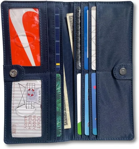 Vista 4 de Big Skinny Billetera ejecutiva para mujer con pliegue doble para chequera, hasta 40 tarjetas Birdsong