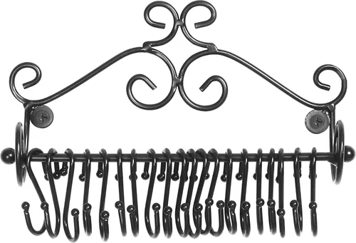Vista 3 de Estante Montado en la pared diseño de espirales de metal negros de almacenamiento de cosméticos c/20 Collares para colgar – MyGift