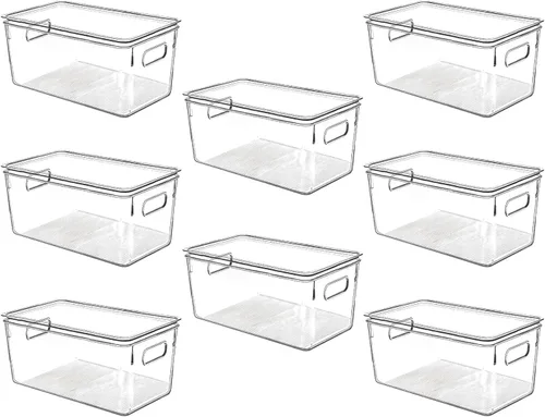 Vista 7 de Contenedores de almacenamiento de plástico transparente con tapas, perfectos para organización de cocina o organización y almacenamiento