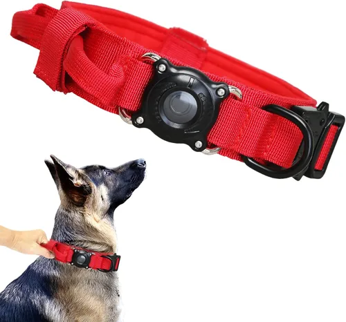 Vista 31 de Collar táctico para perro, ajustable, militar, de nailon, con asa de control y hebilla de metal resistente para perros medianos y grandes (negro, S)